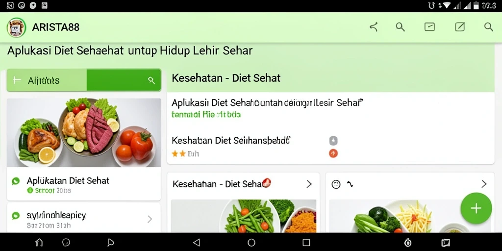 Tampilan antarmuka ARISTA88 yang menarik dan informatif untuk diet sehat.