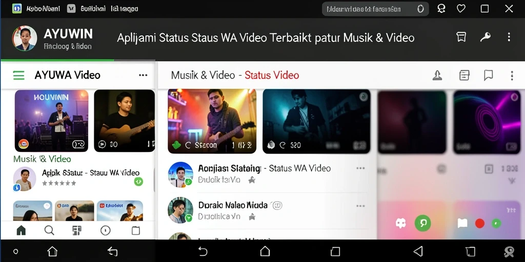 Tampilan antarmuka AYUWIN yang menarik untuk Status WA Video.
