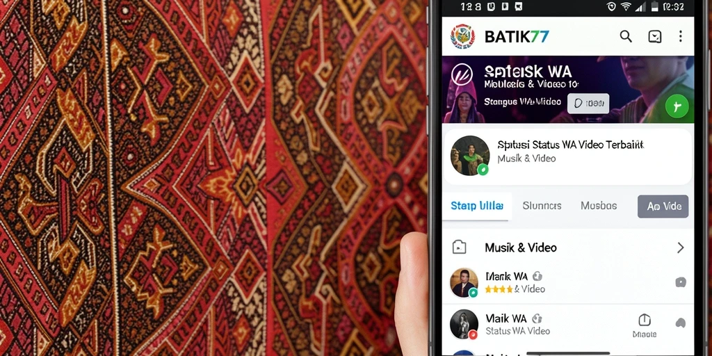 Antarmuka aplikasiyang menampilkan berbagai pilihan video status.
