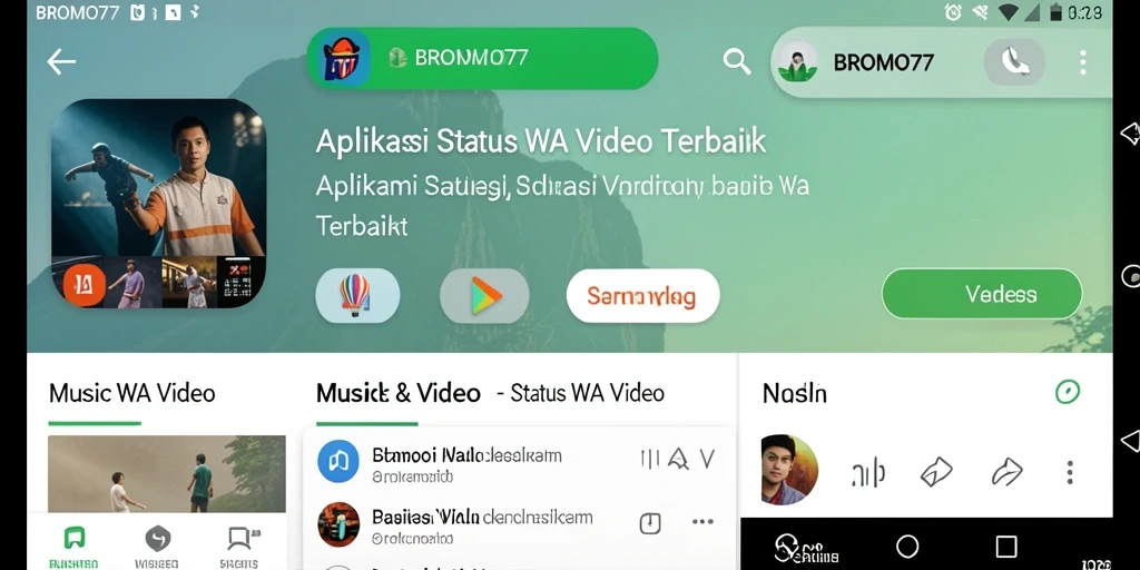 Tampilan antarmuka BROMO77 yang sederhana untuk Status WA Video.