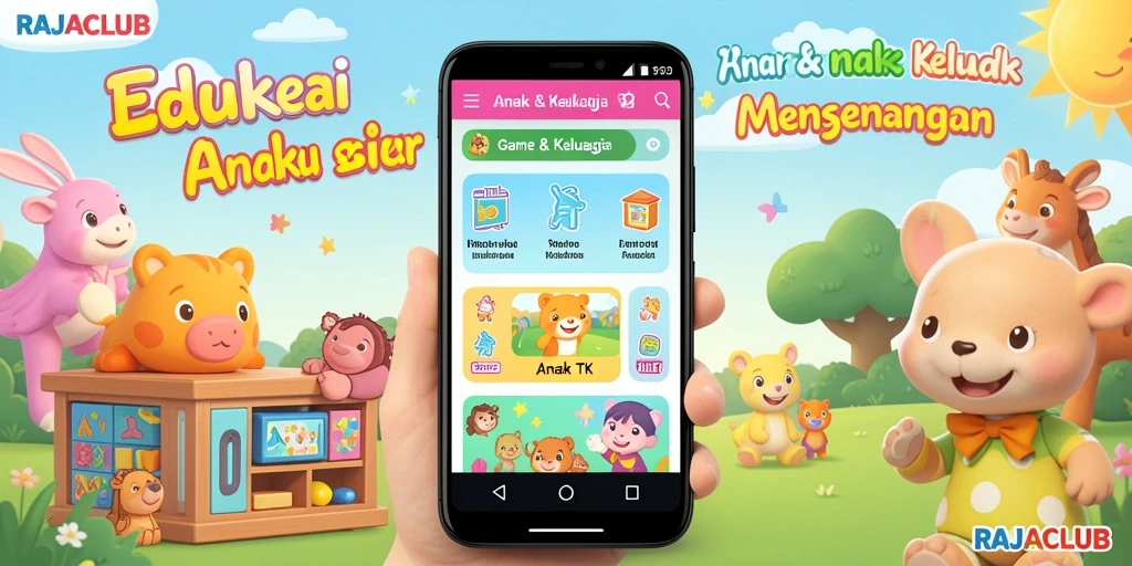 Tampilan antarmuka yang menarik dan ramah anak dari RAJACLUB.