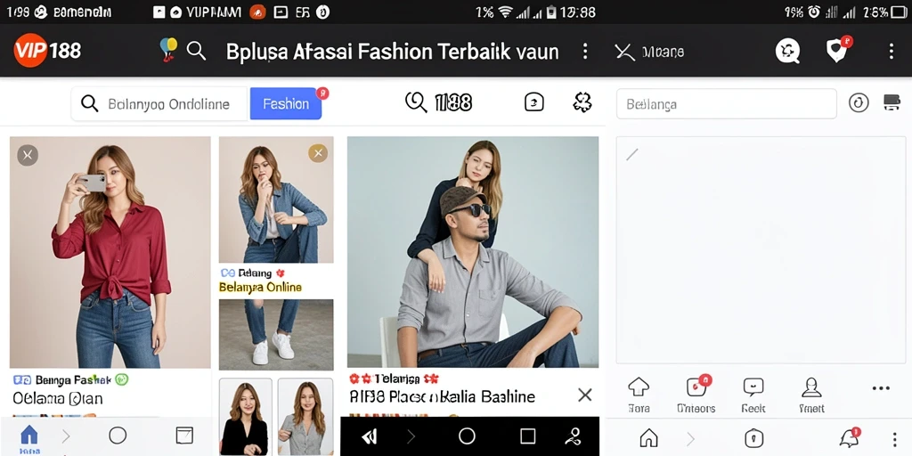Antarmuka VIP188 yang menarik dan mudah digunakan untuk belanja fashion.