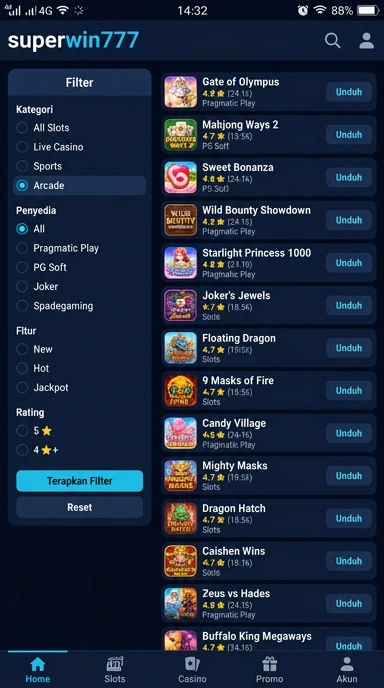 Aplikasi Populer & Kanal Uji di superwin777—Unduh Sekarang!